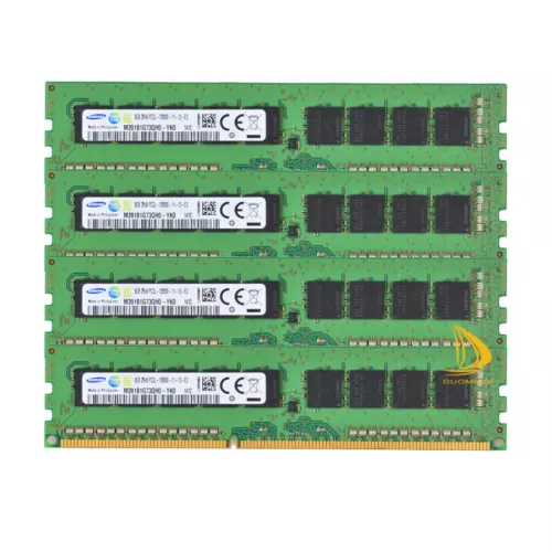 32 GB SAMSUNG 4PCS 8GB DDR3-1600MHz PC3L-12800E ECC UDIMM RAM M391B1G73BH0-YK0，.