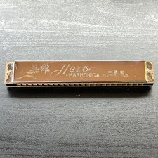 Vintage Hero Silver Tone Harmonica 48 Holes Made In China
