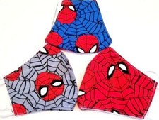 3 HANDMADE toon super hero Red Spiderman web Teen Adult FACE COVER MASK WASHABLE