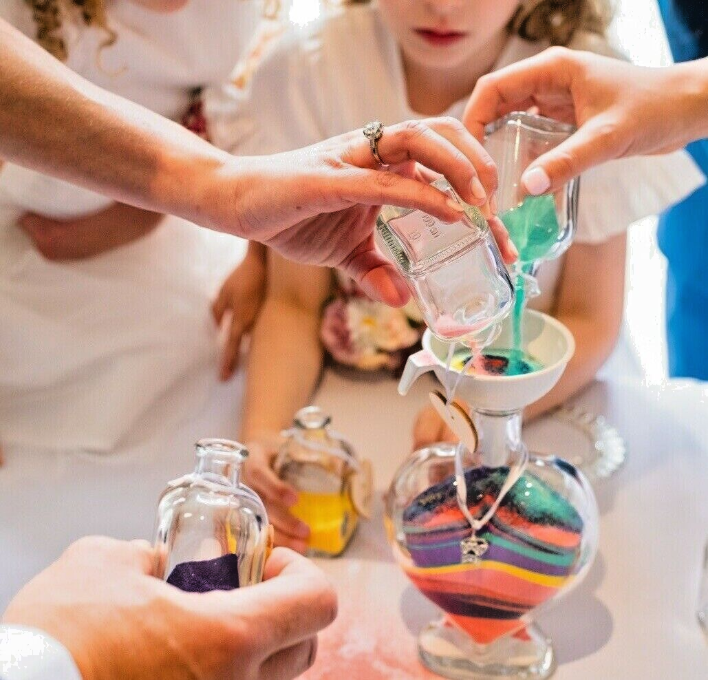 Wedding Sand Ceremony Set Heart Shape Glass Bottle Pouring