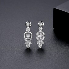 Exquisite White Zircon Net Red Temperament Gold Plated Women's Earrings