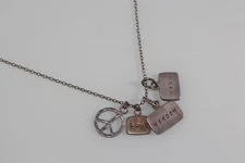 GK Designs Charm Necklace Love Wish Wisdom Peace sign Sterling silver 925
