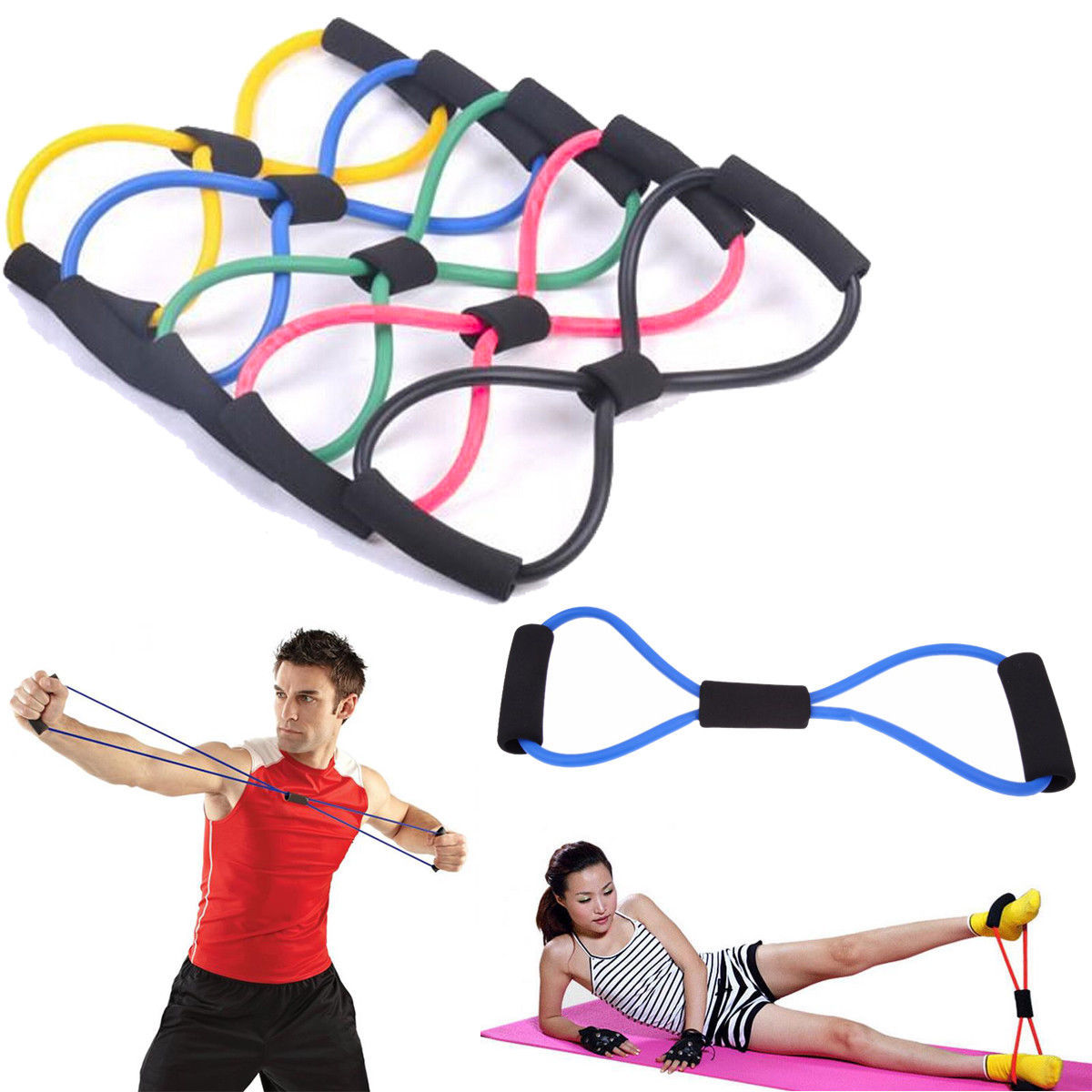 Equipamiento Elástico Ejercicios Brazos Resistencia Banda Sport Pilates Cuerda