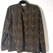 Garoche Mode Vintage Blouse Mid Century Modern Brown Button Up Office Size Large
