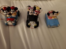 Vintage Disney Schmid Mickey Mouse And Minnie Mouse Car Ornaments Set Of 3