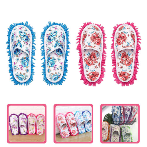  2 Pairs Women's Chenille Microfiber Slippers Wipe Slip On Slippers - Picture 1 of 10