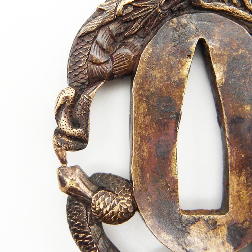 Tsuba Dragon Openwork Japanese Antique Sword Fitting Samurai Katana Wakizashi - Picture 6 of 24
