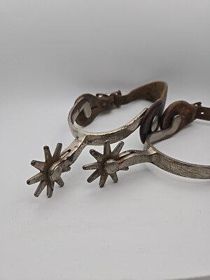 Pair Of Vintage Crockett Spurs With Silver Overlay- Estate Find