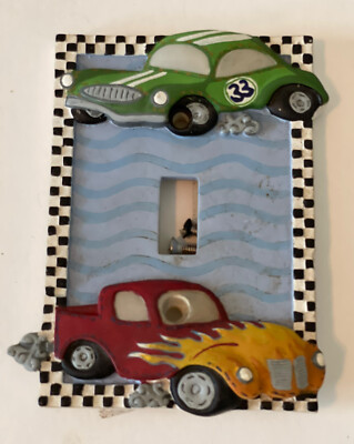 Borders Unlimited Ceramic Drag Race Car Light Wall Switch Plate ...