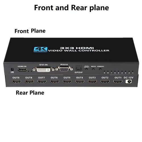 1 in 9 out HDMI distributor 3X3 1X9 4K DVI HDMI Screen Splitter For Xbox/PS4 - Afbeelding 6 van 16