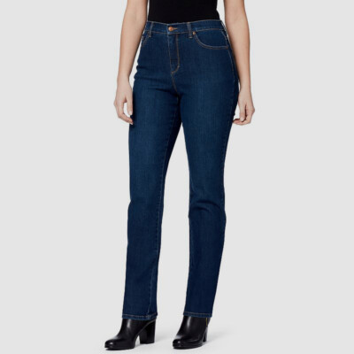 Gloria Vanderbilt Women's Blue Classic Straight-Leg Denim Jeans Pants Size 10L