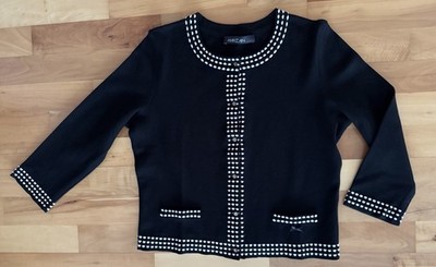 Marc Cain marccain Edle Strickjacke, Schwarz mit hellem Rosa, N3 38, Neuwertig