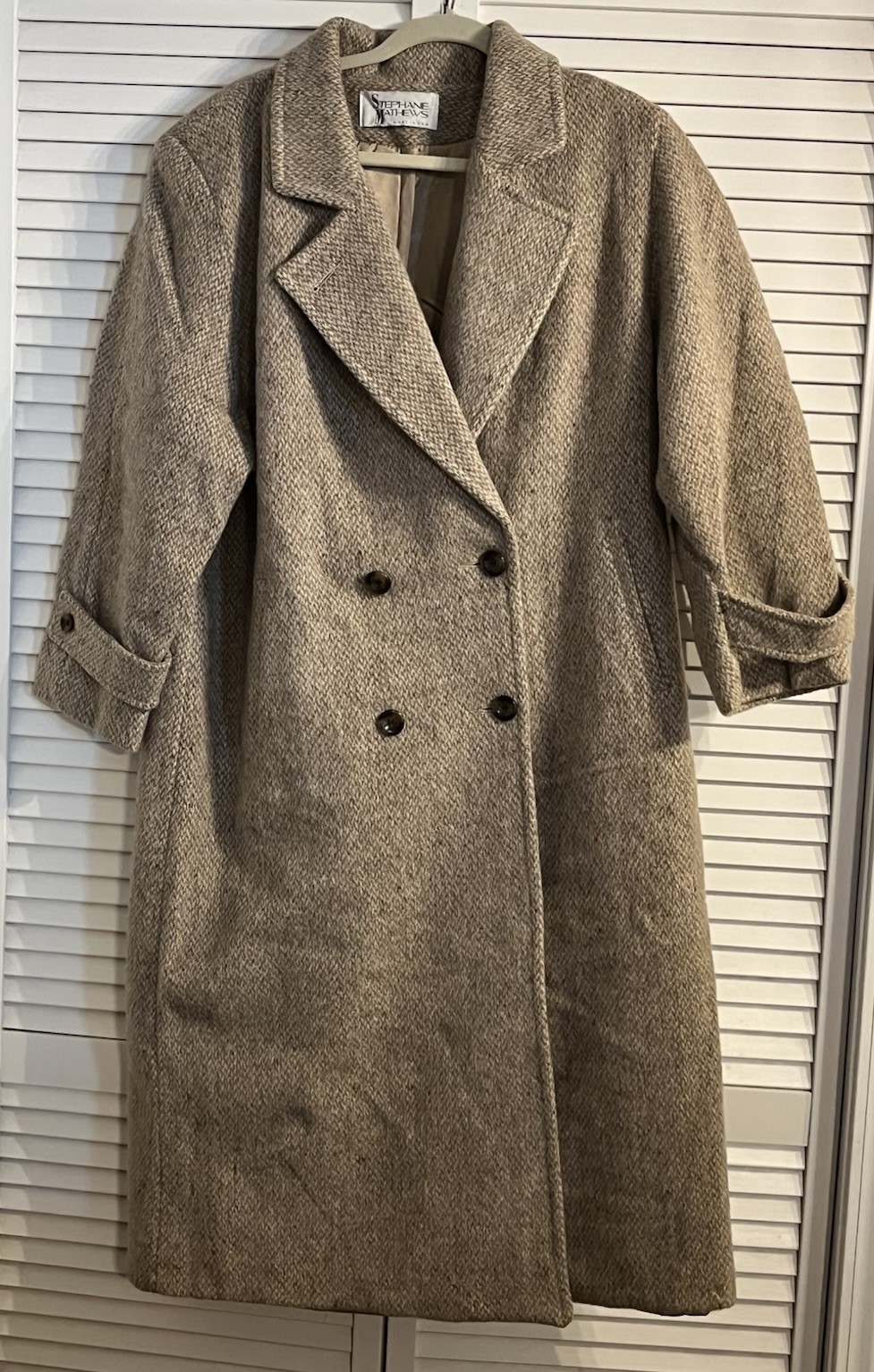 Stephanie Matthews Womens Double Breasted Wool Long Coat Size 18