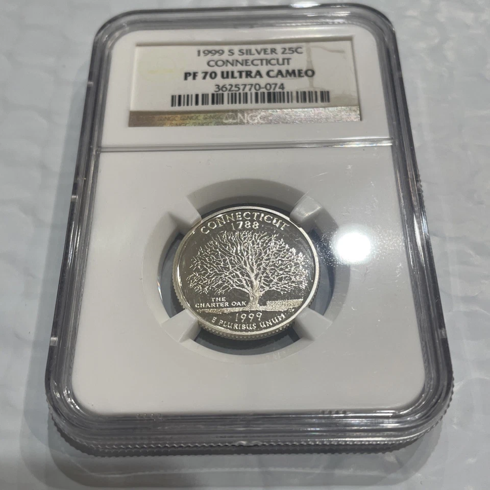 1999 S Silver 25C CONNECTICUT State Quarter NGC PF70 ULTRA CAMEO Brown Label - Image 2 of 3