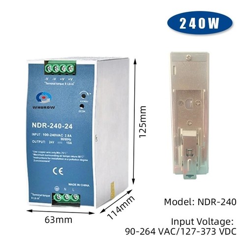 Fuente de alimentación de riel DIN conmutación industrial 75/120/150W 12V 24V DC salida única - Imagen 22 de 24