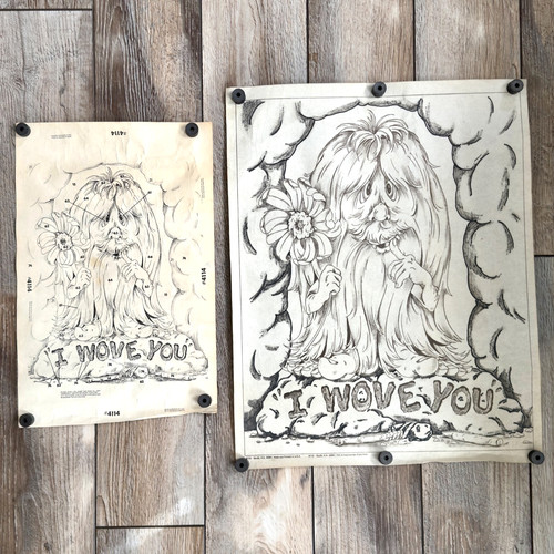 Vintage Picture to Paint #4114 I Wove You Hairy Creature For Artex & Tri Chem