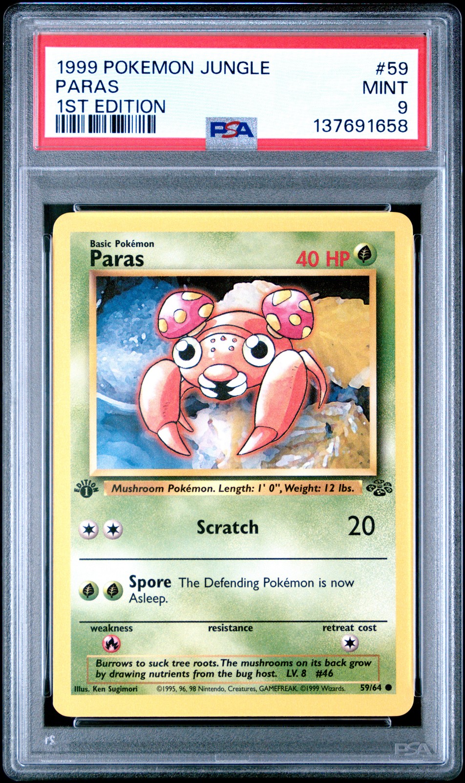 1999 POKEMON JUNGLE 1ST ED #59 PARAS PSA 9