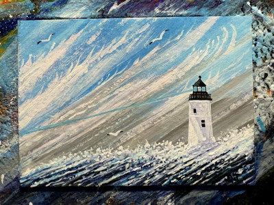 Miniatures Painting   Hurricane Aftermath . 2  1/2  x 3  1/2  ACEO  Don Joslyn