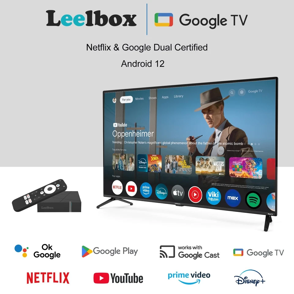 Google TV Box 4K Ultra HD Streaming Media Player 4GB RAM 32GB Smart Android TV - Immagine 2 di 4