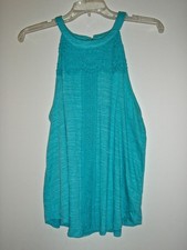 CABLE & GAUGE WOMENS SLEEVELESS AQUA TOP CROC...