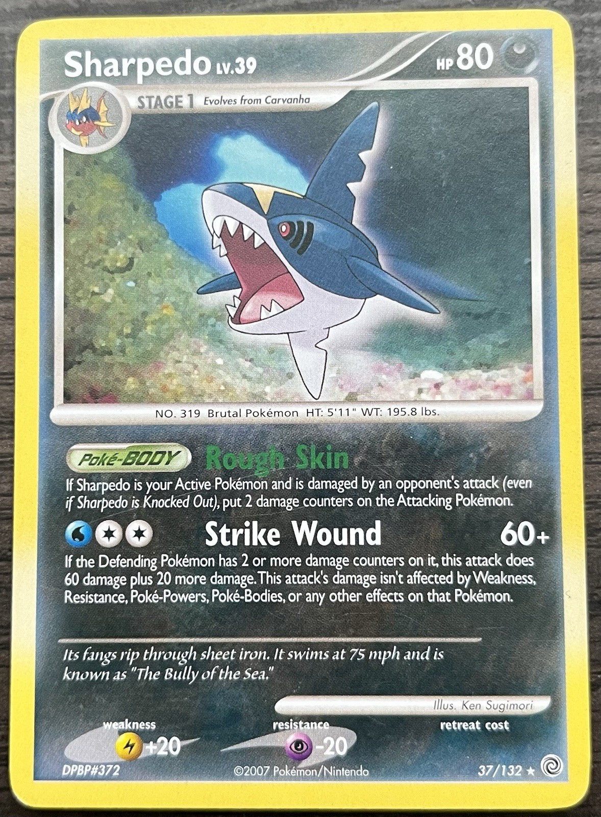 Sharpedo 37/132 Pokemon TCG Diamond Pearl Secret Wonders Rare Lightly Played LP
