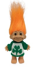 Russ Troll Doll Shamrock Sweater St. Patrick's Day 5" Orange Hair Leprechaun