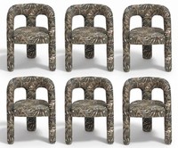 Stuhl Gruppe Gruen Stoff Muster Ausdrucksstark Skulptural Elegant