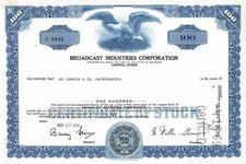 Broadcast Industries Corporation 1968 Delaware Columbian Bank Note Wei&szlig;kopfadler