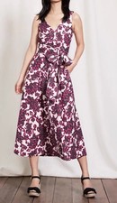 Boden Riviera Dress Pink Floral Linen Cotton Wrap 10R Sleeveless Resort Wear