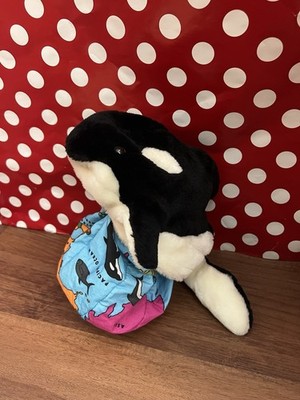 Vintage Friends of the Ocean Reversible Orca Killer Whale Plush North Pole Globe