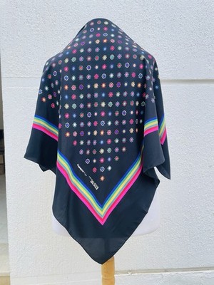 H77# Vintage Rainbow for Il Sole 24 Ore Silk Scarf Black Rainbow Stripes