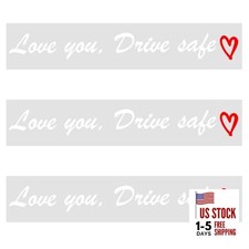 3pcs I Love You Drive Safe Mirror Stickers, White Vinyl Rear View Mirror Decal