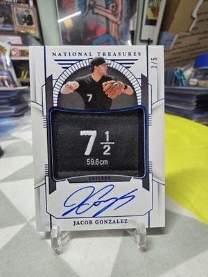 2024 National Treasures Jacob Gonzalez /5 Patch Auto Hat Tag #PMS-JG White Sox