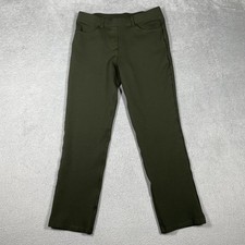 Quince Pants Womens S Petite Green Ponte Slim Pants Pull On Pockets Stretch