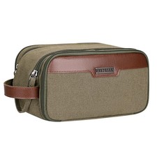 Canvas Toiletry Bag for Men Large Capacity Hanging Dopp kit for Men Leather T...