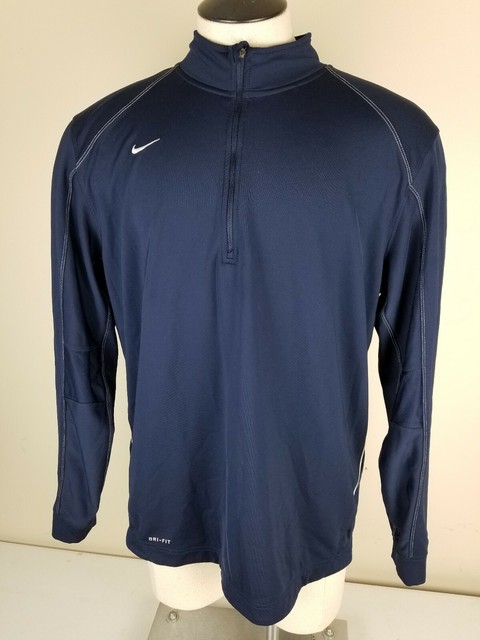 NIKE Dri Fit 1/4 Zip Mock Neck Pullover Sweater Menâs Sz Large Blue Long Sleeve | eBay