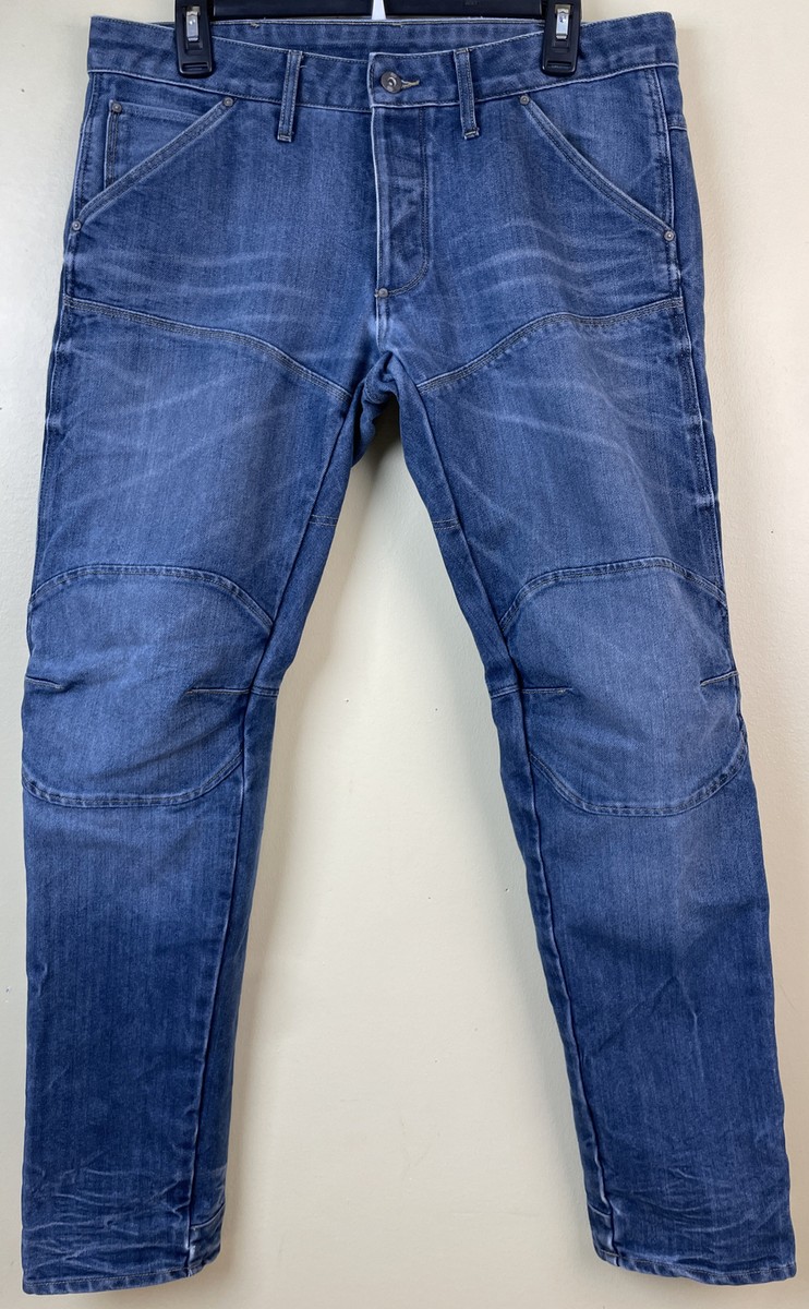 G Star Raw 5620 Bike 3D Low Men's 32x32 Blue Denim Jeans Tapered
