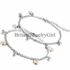 2PCS Lot Women's Foot Star Stainless Steel Chain Anklet Bracelet Barefoot Charm