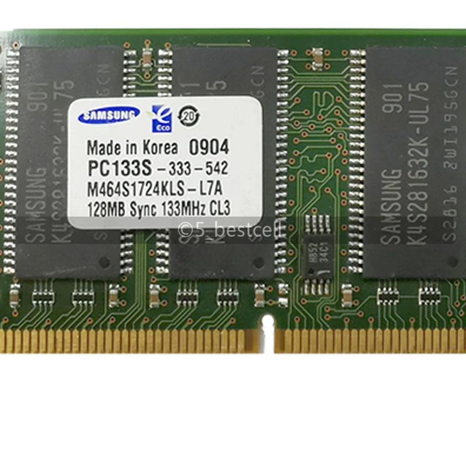 Samsung 128MB PC133 133MHz SD RAM 144-Pin Pole SODIMM Laptop Memory 3.3V New Lot - Image 3 of 4