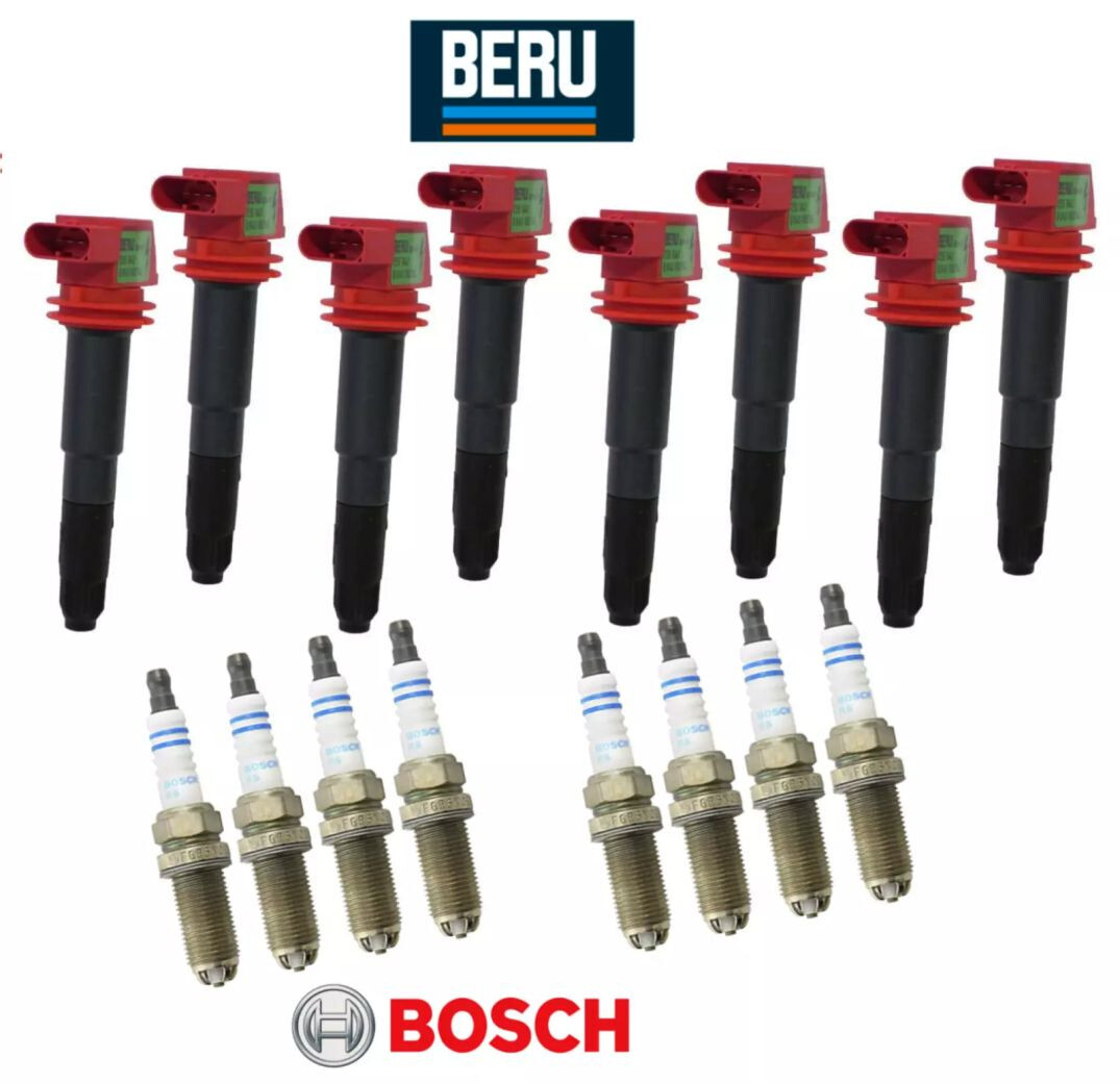 8 OEm BERU CoilBOSCH Spark Plug KIT Porsche VERiFy NON TURBO Cayenne Panamera