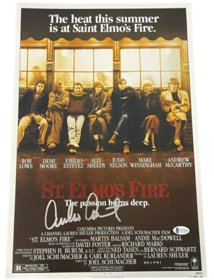 EMILIO ESTEVEZ SIGNED ST ELMO'S FIRE 12X18 PHOTO AUTOGRAPH PROOF BECKETT COA