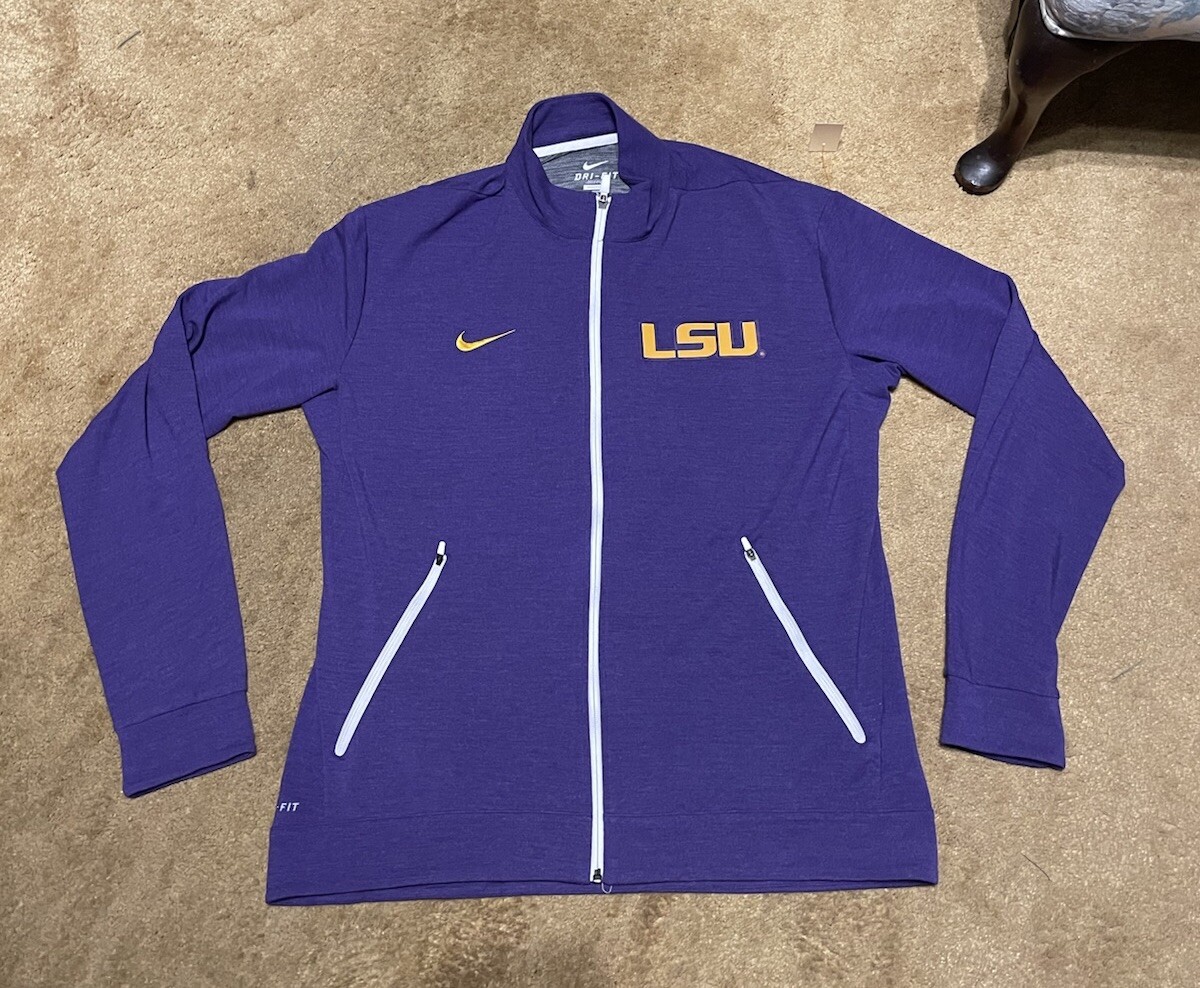 Nike LSU Tigers Midweight Full Zip Jacket Men's XL Purple Yellow Dri Fit