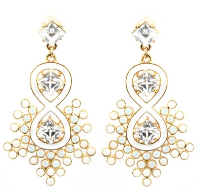 Zest Double Pear Drop Swarovski Kristall Ohrringe für Ohrlöcher weiß