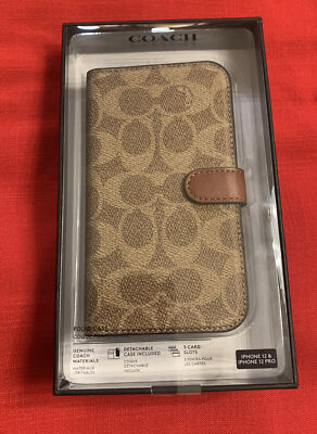 Coach iPhone 12 / 12 Pro Case & Card Wallet - Detachable Slim Signature Pebbled