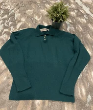 Vintage Evan-Picone Hong Kong In Green Color Lambswool Angora Sweater Size Large