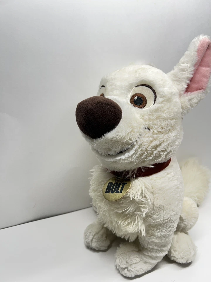 Disney Store Bolt Dog Plush Authentic Patch White Lightning 14" Collar - Image 2 of 4
