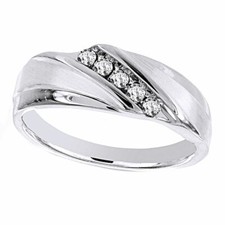 1/4 Ct Round Cut Natural Diamond Men's Wedding Band Ring In 10K White Gold