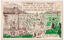 TEXAS BOAST CARD COPYRIGHT 1952 BY C.M. ROGERS OF AUSTIN 