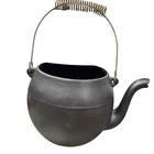 McCoy US Vintage Kookie Kettle 1950 Pottery Black Cast Iron Teapot  Metal Handle