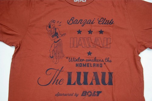 Lightning Bolt T Shirt Luau Pocket T Arabian Spice 100% Cotton Retro Styled - Picture 2 of 4
